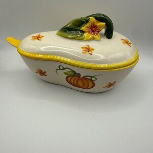 Temp-tations by Tara seasonal 10 oz pear shaped covered dish autumn decor